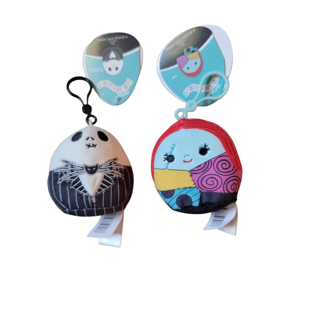 Squishmallows‎ NBC Jack & Sally Plush Clips Kids 3.5" Multicolor New NBC Set
